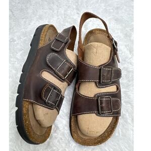 Nunn Bush Leather Buckle Sandals Brown Comfort Summer Vacation Slingback 11M